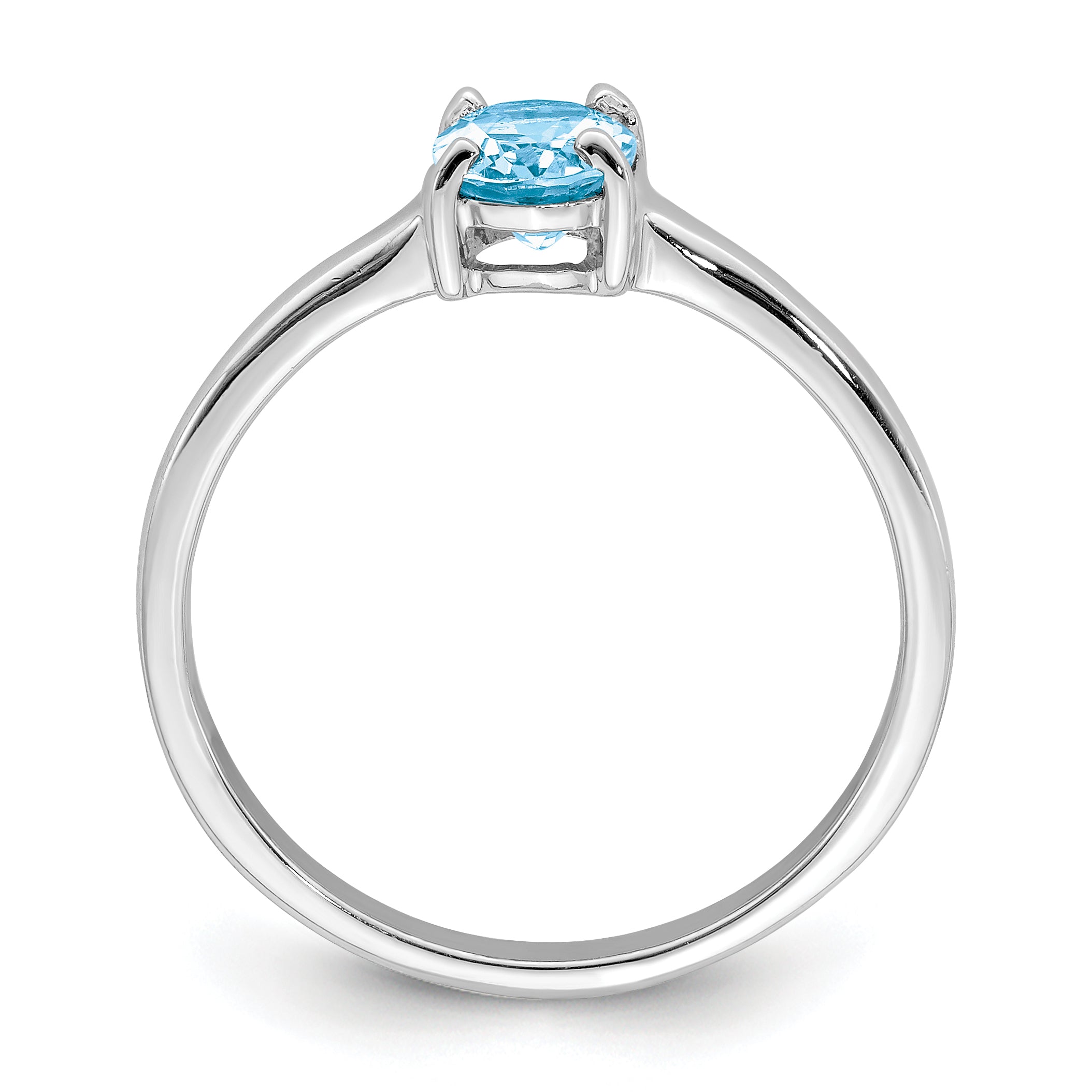 Sterling Silver Rhodium Light Swiss Blue Topaz Ring Secondary image