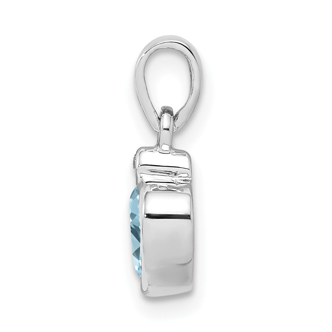 Sterling Silver Rhodium Light Swiss Blue Topaz Diamond Pendant Secondary image