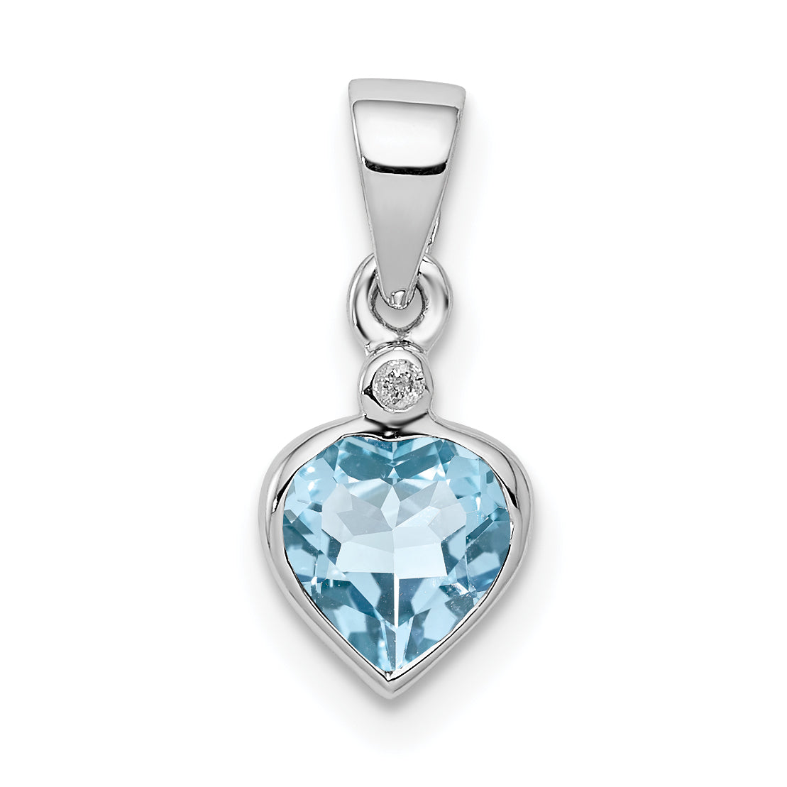 Sterling Silver Rhodium Light Swiss Blue Topaz Diamond Pendant Main image
