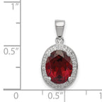 Sterling Silver Rhodium Garnet & Diamond Pendant