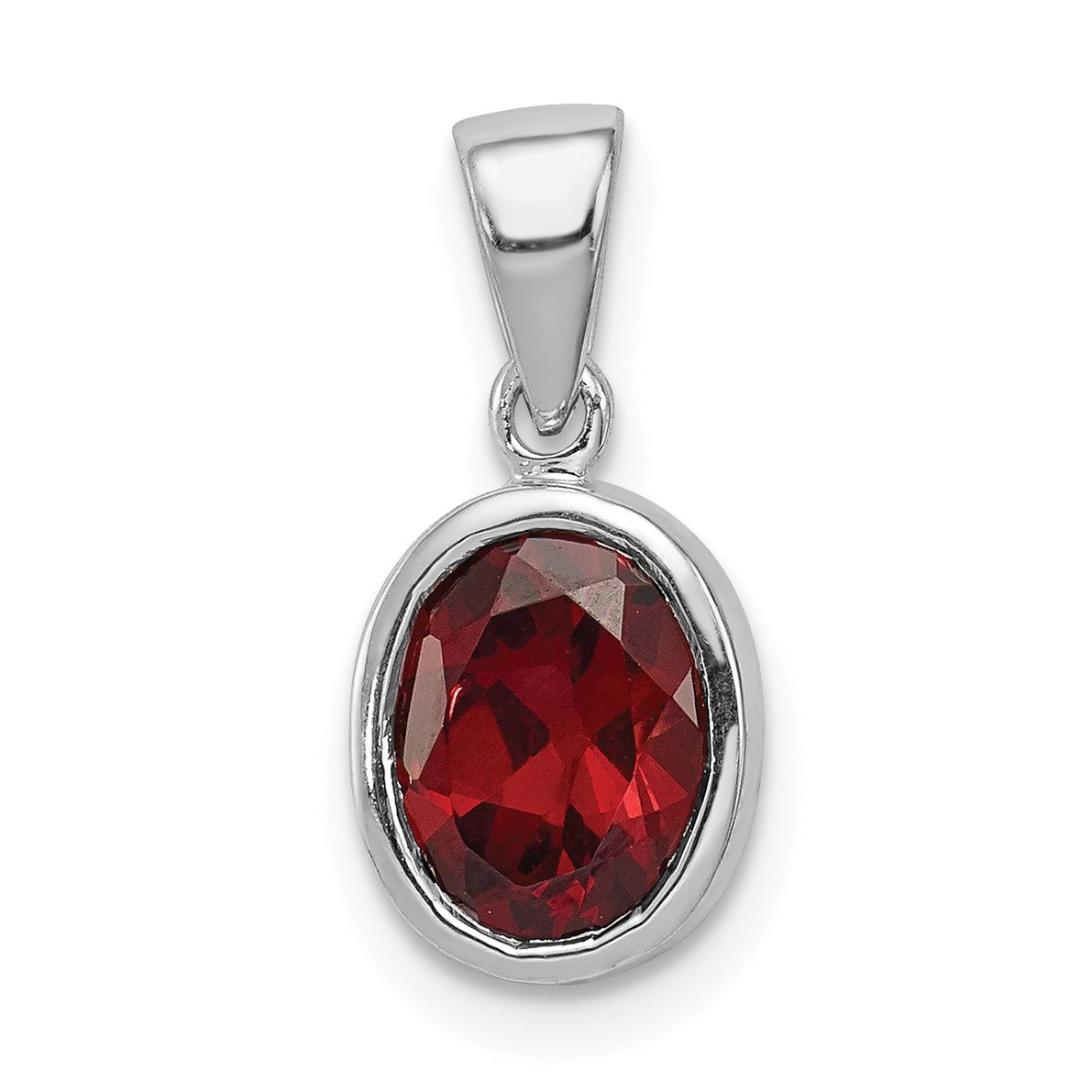Sterling Silver Rhodium Garnet Pendant Main image