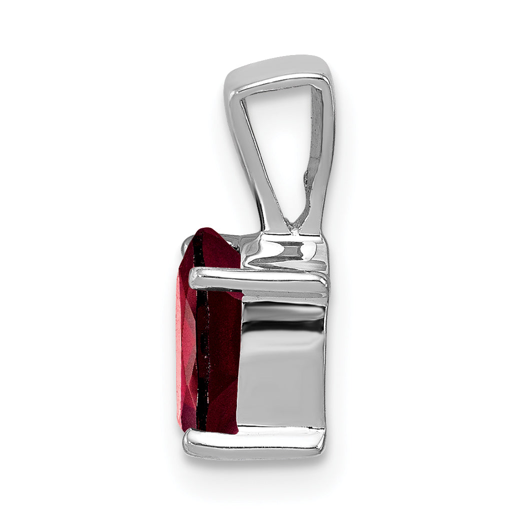 Sterling Silver Rhodium Garnet Pendant Secondary image