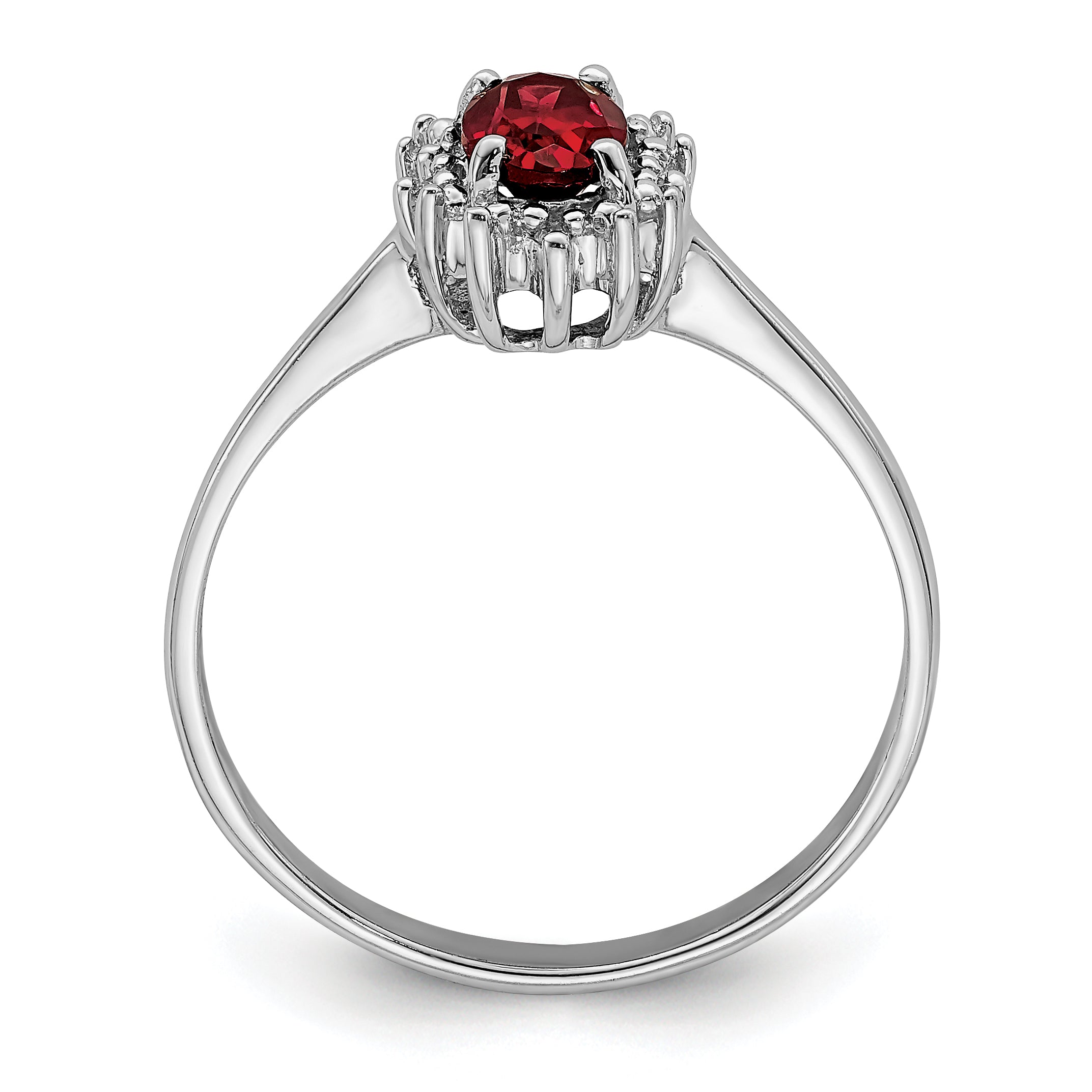 Sterling Silver Rhodium-plated Garnet Diamond Ring Secondary image