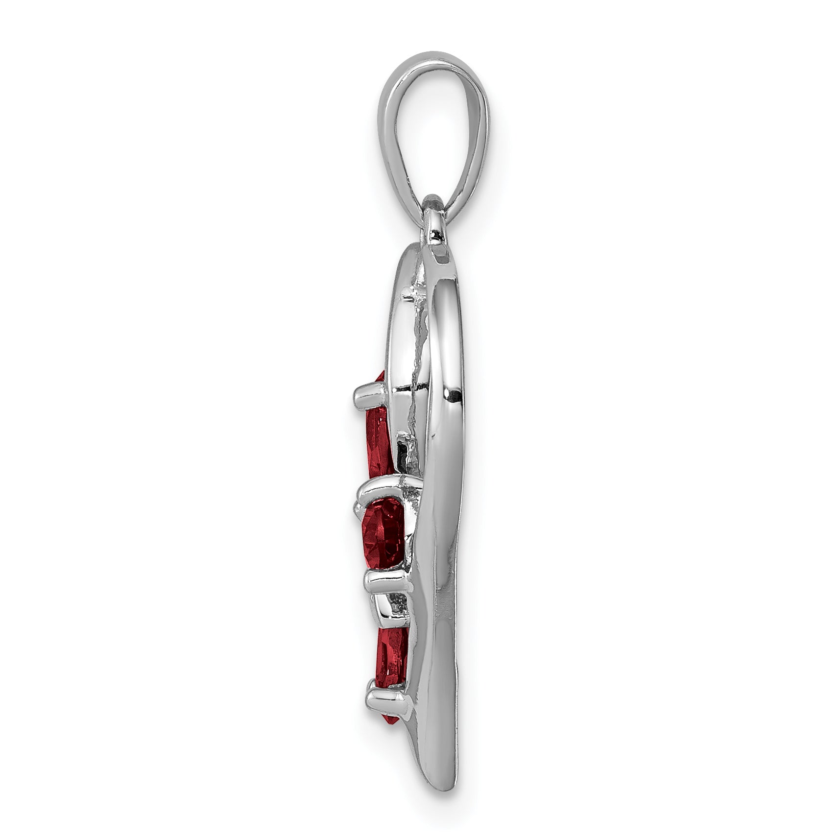 Sterling Silver Rhodium Garnet & Diamond Butterfly Heart Pendant Secondary image