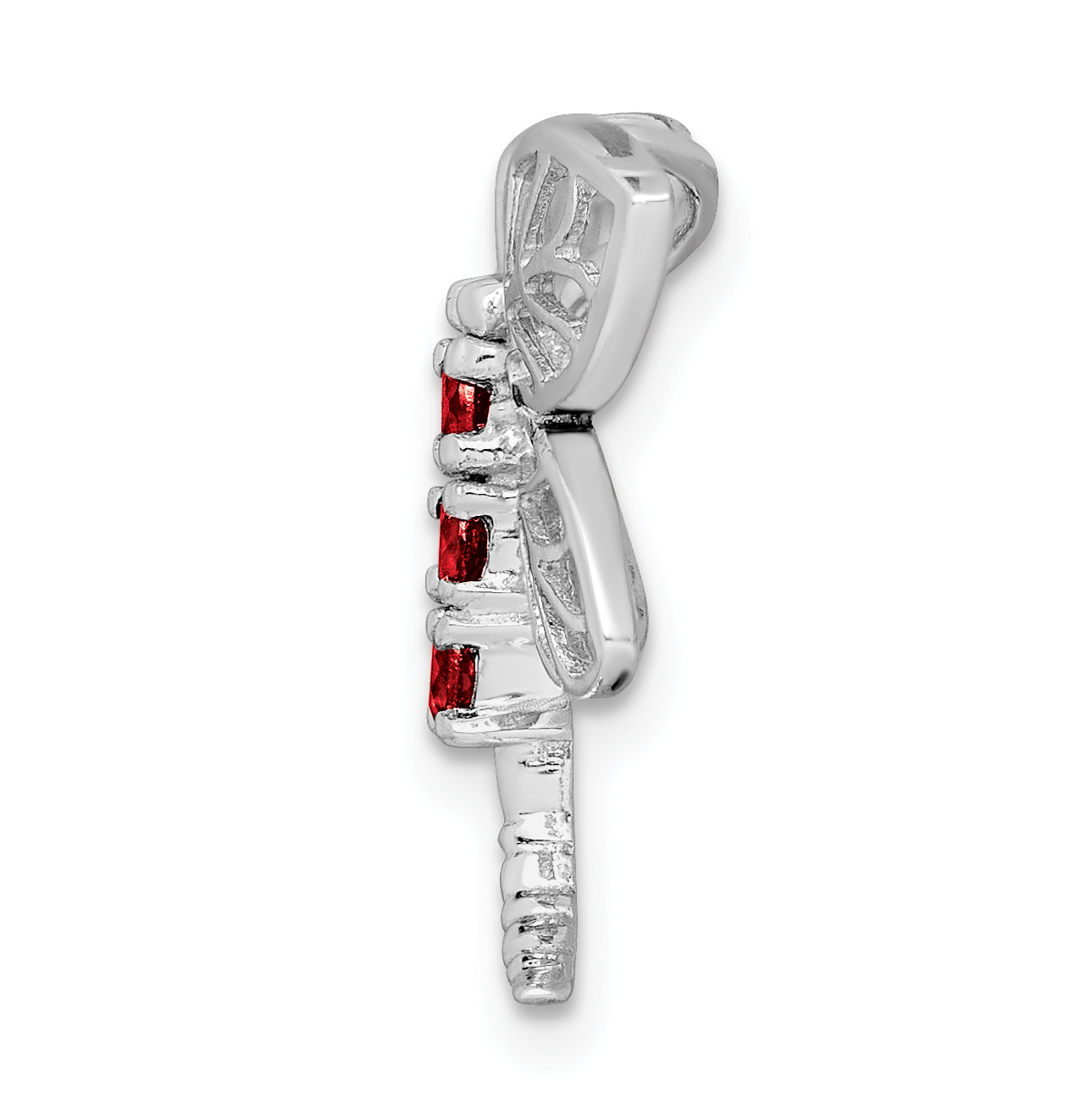 Sterling Silver Rhodium Garnet Dragonfly Chain Slide Secondary image