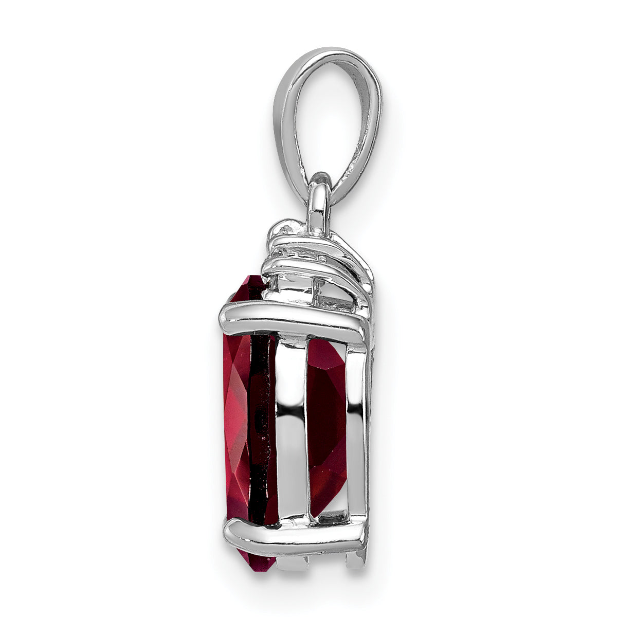 Sterling Silver Rhodium Garnet & Diamond Pendant Secondary image