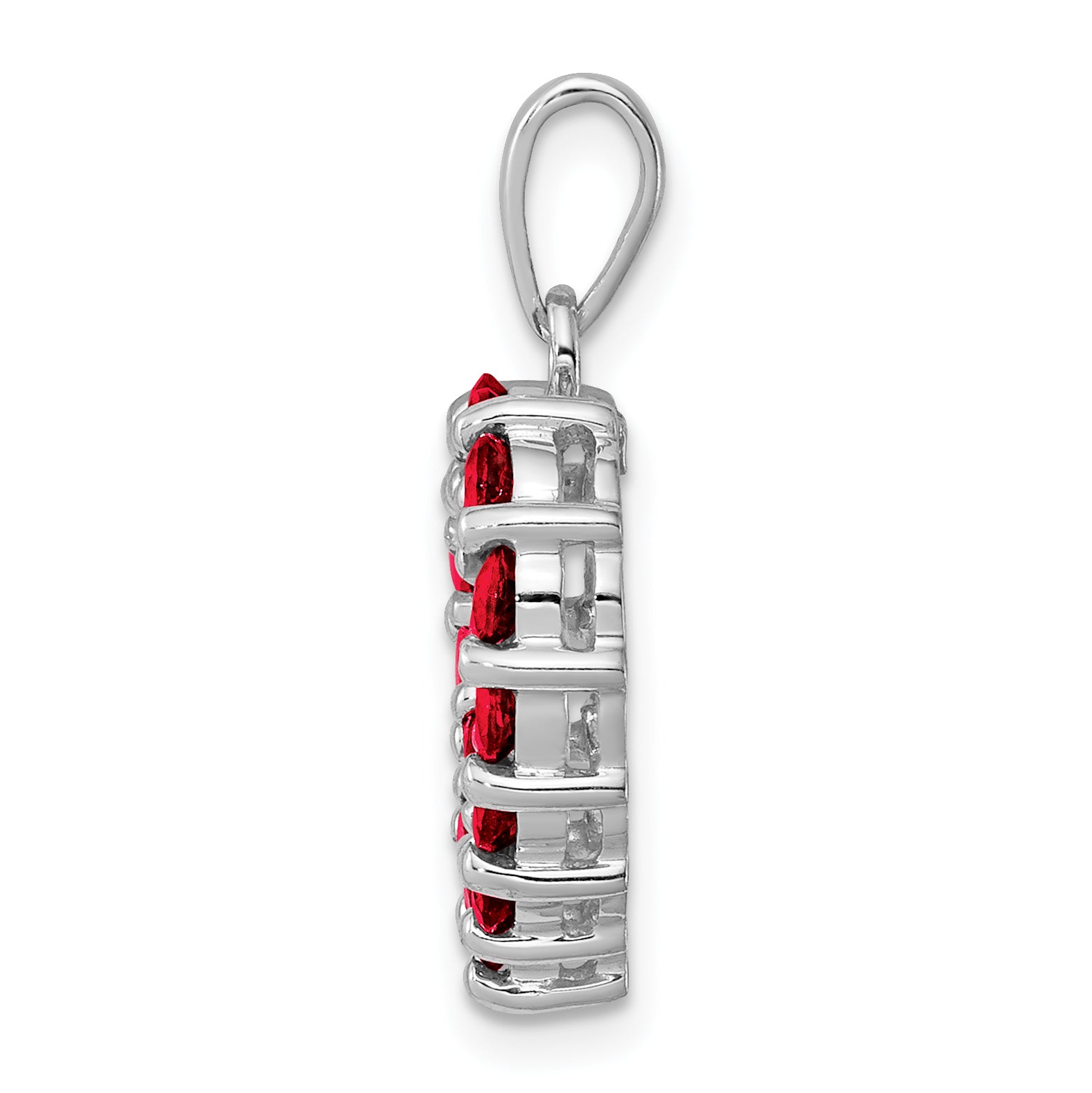 Sterling Silver Rhodium Garnet Pendant
