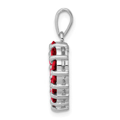 Sterling Silver Rhodium Garnet Pendant