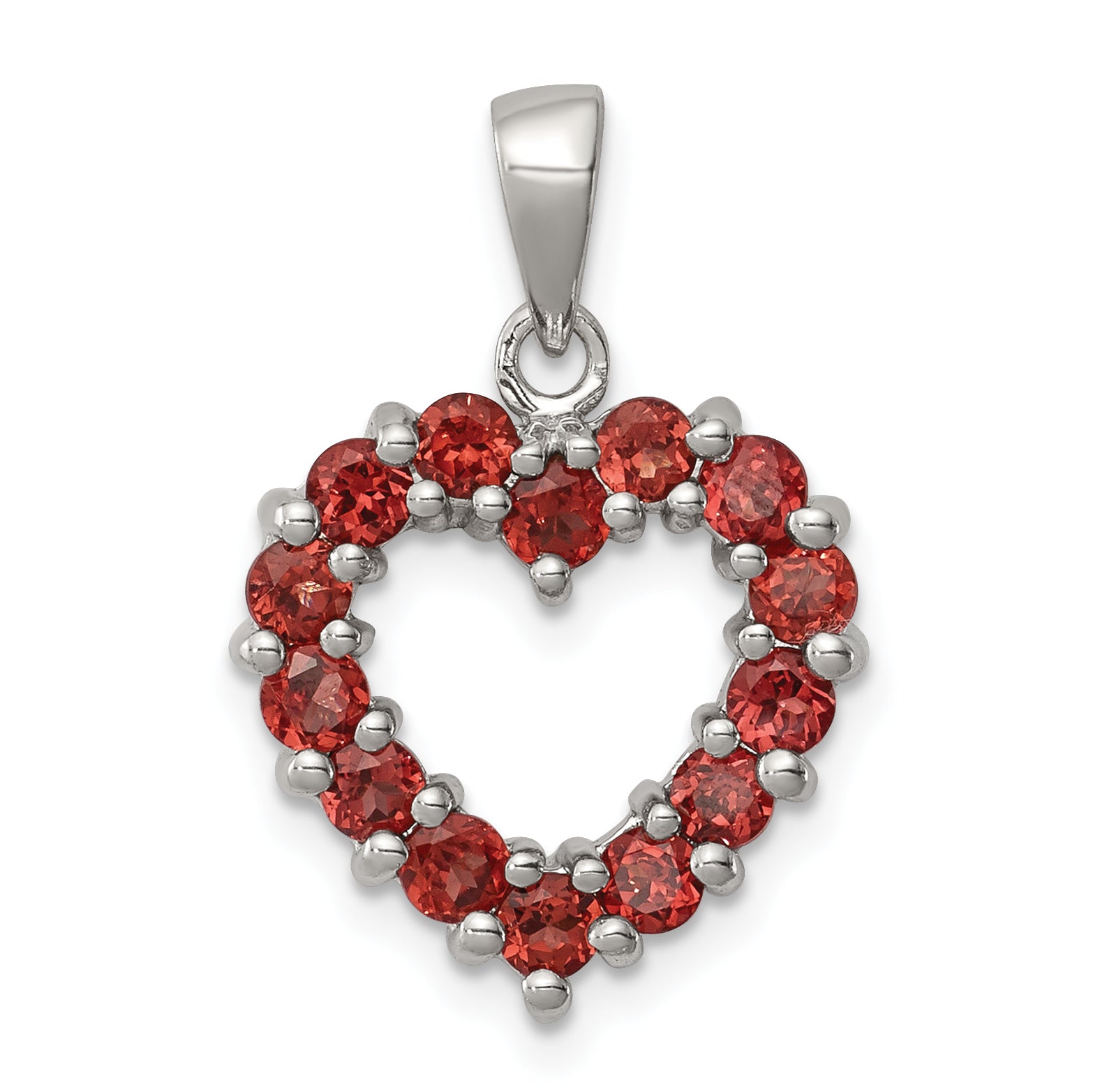 Sterling Silver Rhodium Garnet Pendant Main image