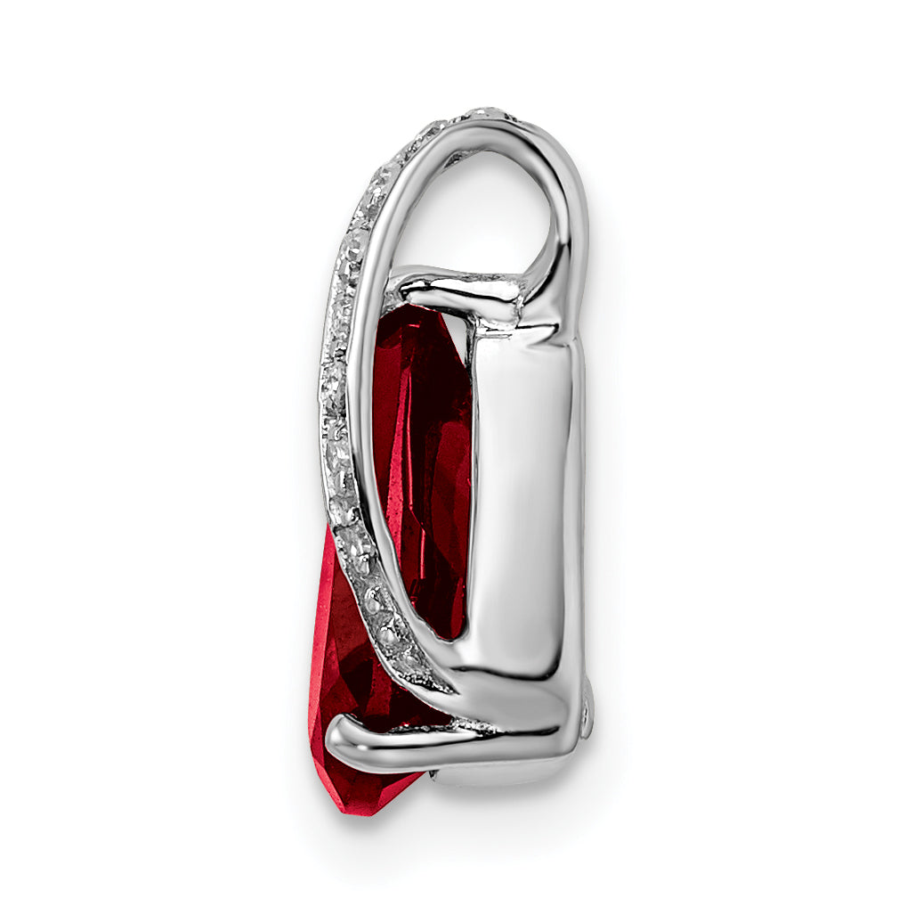 Sterling Silver Rhodium Pear Garnet Pendant Secondary image