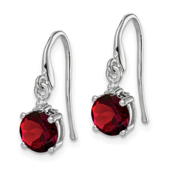 Sophia Jewelers Sterling Silver Garnet and Diamond Dangle Earrings  Rhodium Plated, Polished Finish