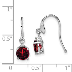 Sophia Jewelers Sterling Silver Garnet and Diamond Dangle Earrings  Rhodium Plated, Polished Finish