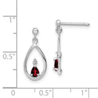 Sophia Jewelers Sterling Silver Garnet and Diamond Drop Earrings  Rhodium Plated