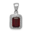 Sterling Silver Rhodium Emerald-cut Garnet & Diamond Pendant