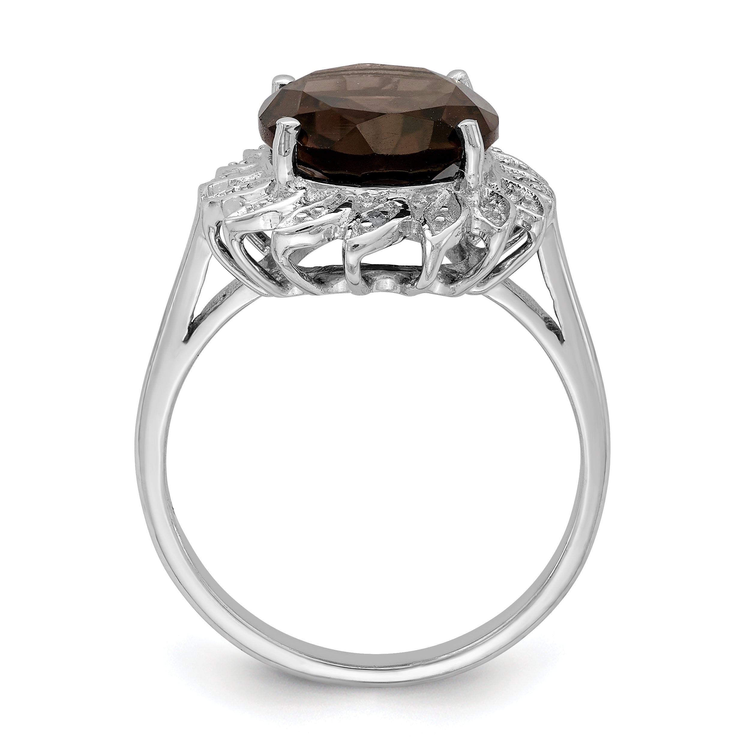 Sterling Silver Rhodium Smoky Quartz & Diamond Ring Secondary image