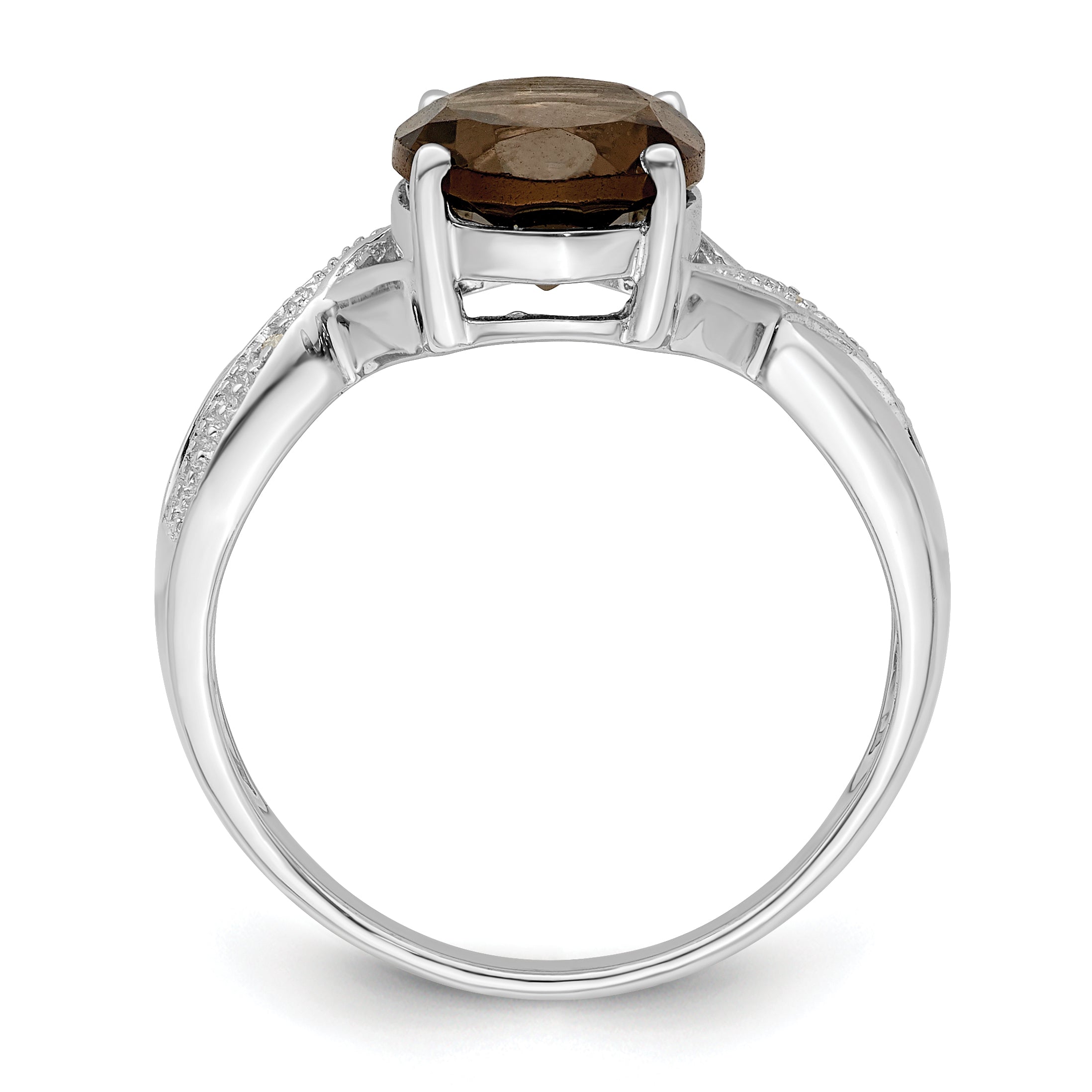 Sterling Silver Rhodium Smoky Quartz & Diamond Ring Secondary image