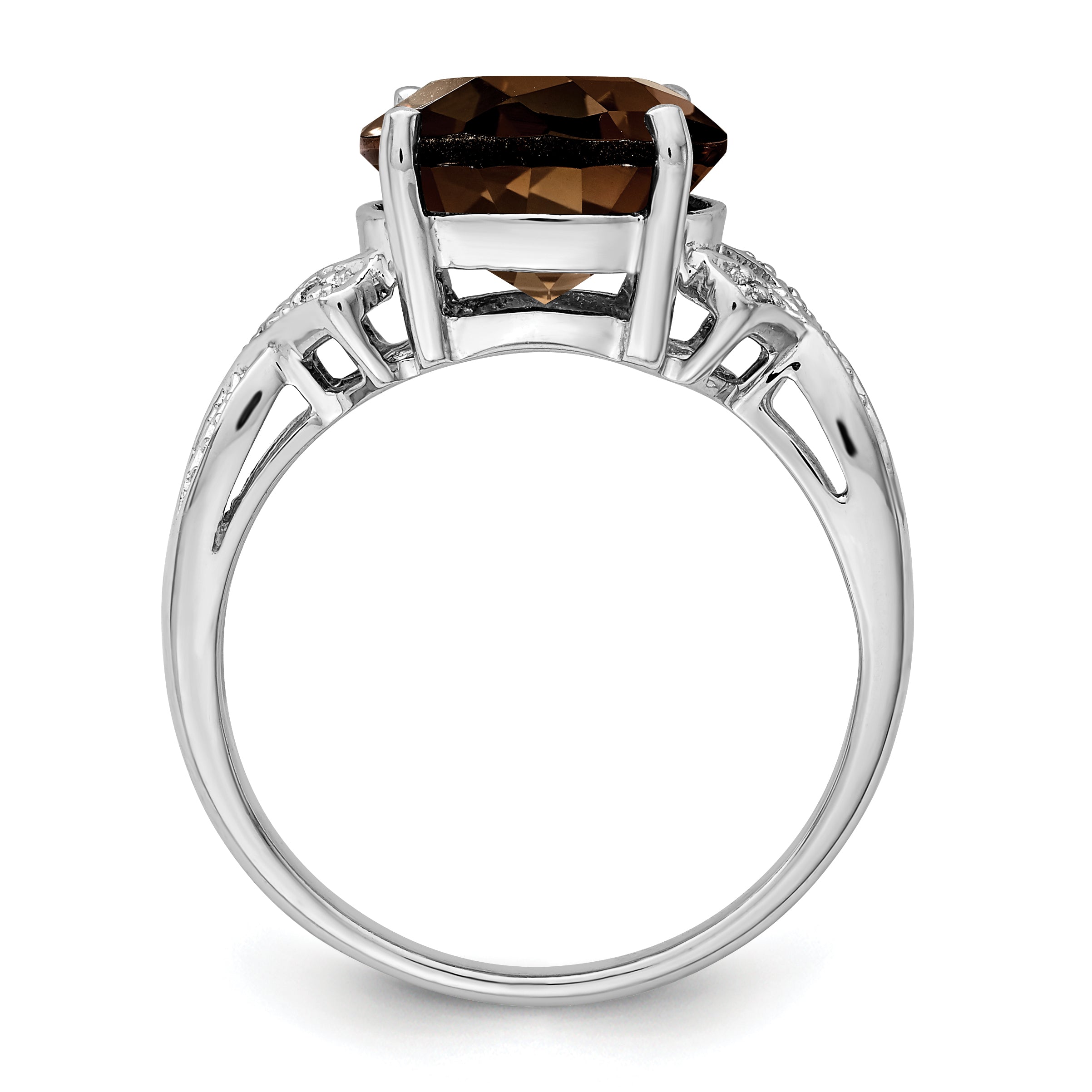 Sterling Silver Rhodium Smoky Quartz Diamond Ring Secondary image