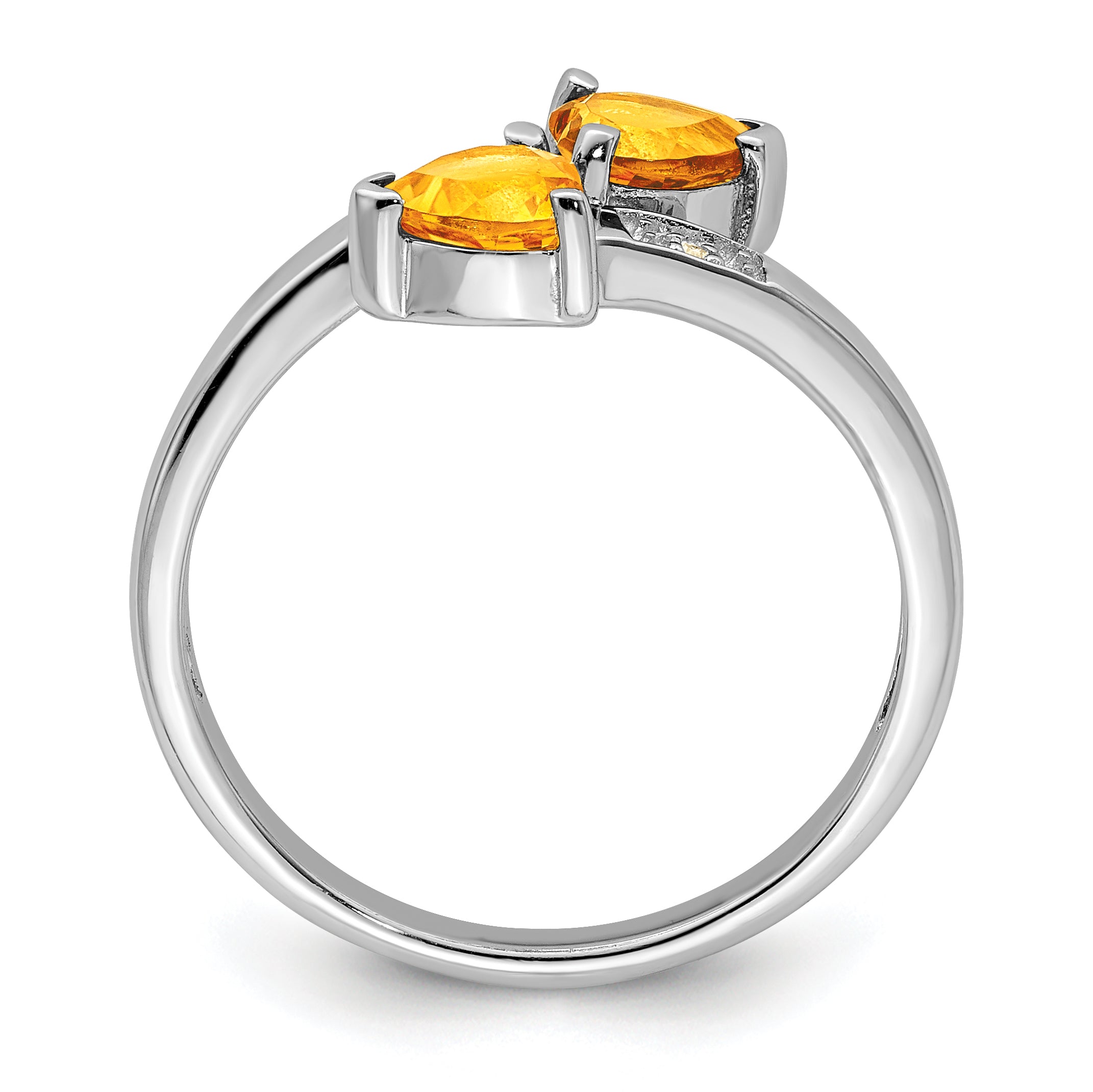 Sterling Silver Rhodium Citrine & Diamond Heart Ring Secondary image