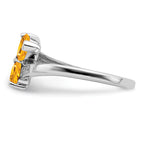 Sterling Silver Rhodium Citrine & Diamond Heart Ring