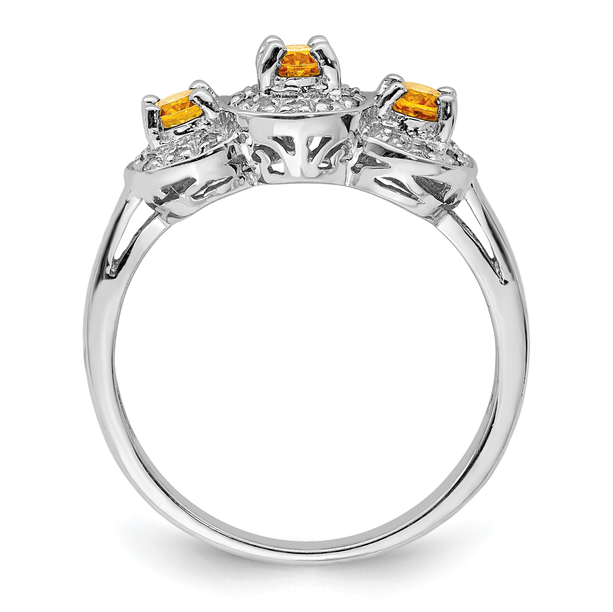 Sterling Silver Rhodium Citrine & Diamond Ring Secondary image