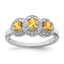 Sterling Silver Rhodium Citrine & Diamond Ring