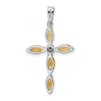 Sterling Silver Rhodium Citrine & Diamond Cross Pendant