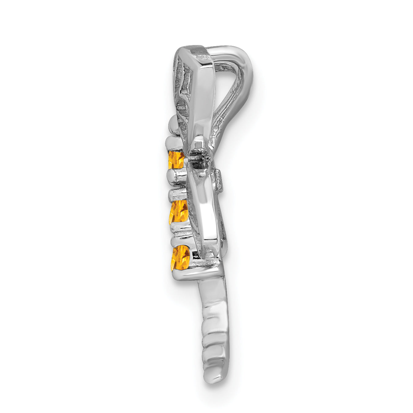 Sterling Silver Rhodium Citrine Dragonfly Chain Slide Secondary image