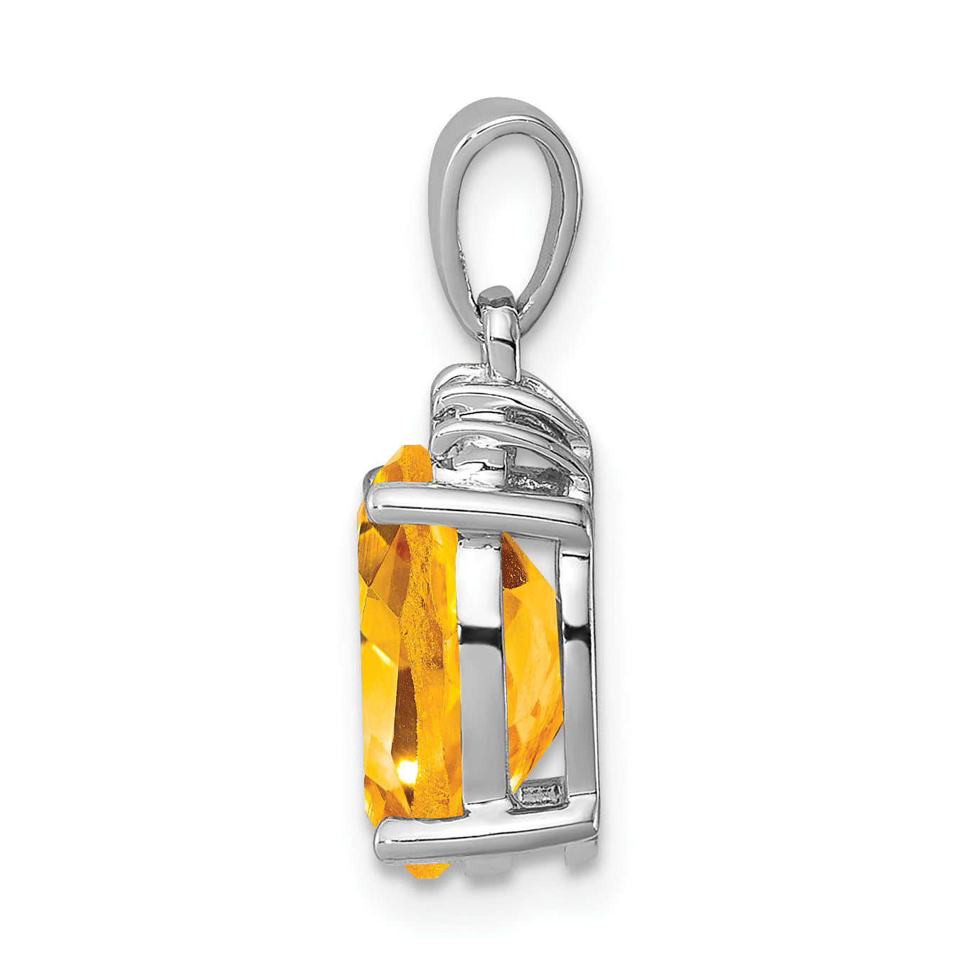 Sterling Silver Rhodium Citrine & Diamond Pendant Secondary image