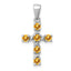 Sterling Silver Rhodium Citrine & Diamond Accent Cross Pendant