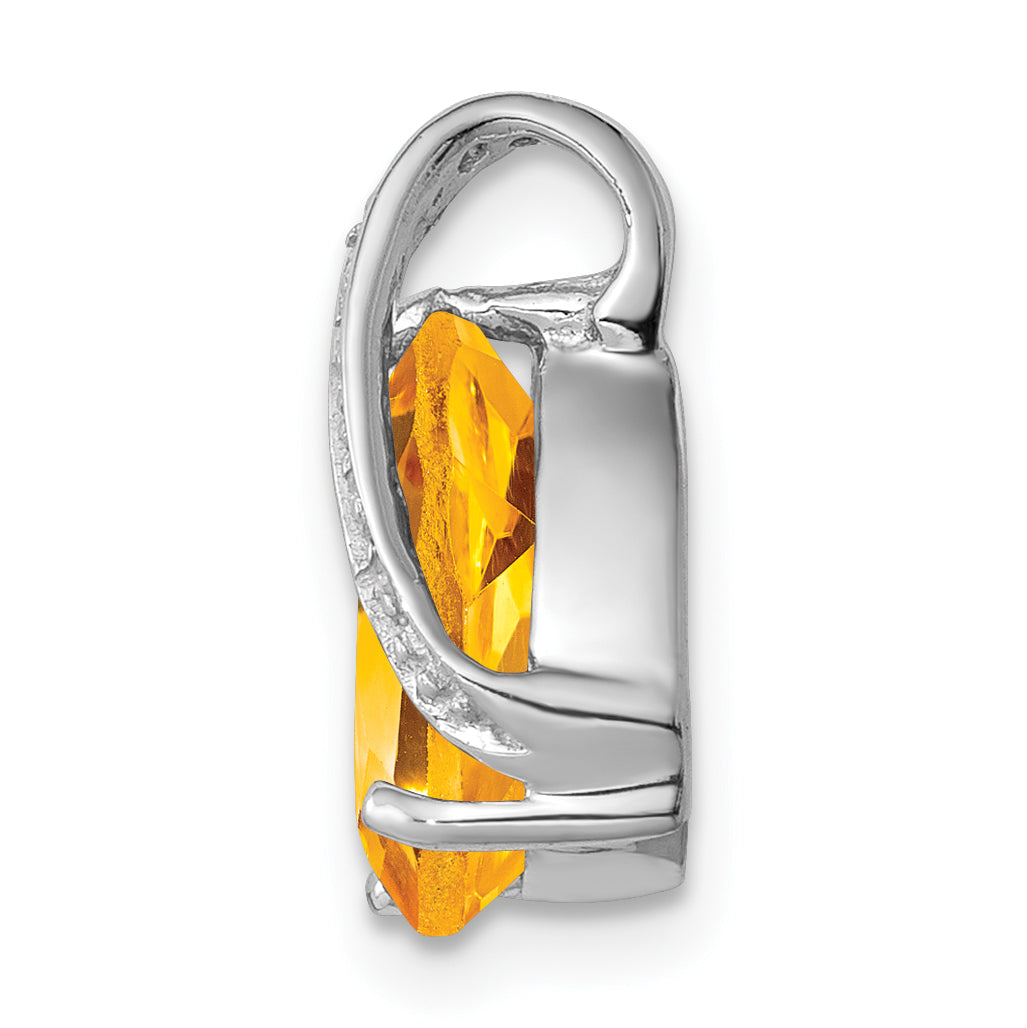 Sterling Silver Rhodium Pear Citrine Pendant Secondary image