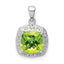 Sterling Silver Rhodium Plated Peridot and Diamond Pendant