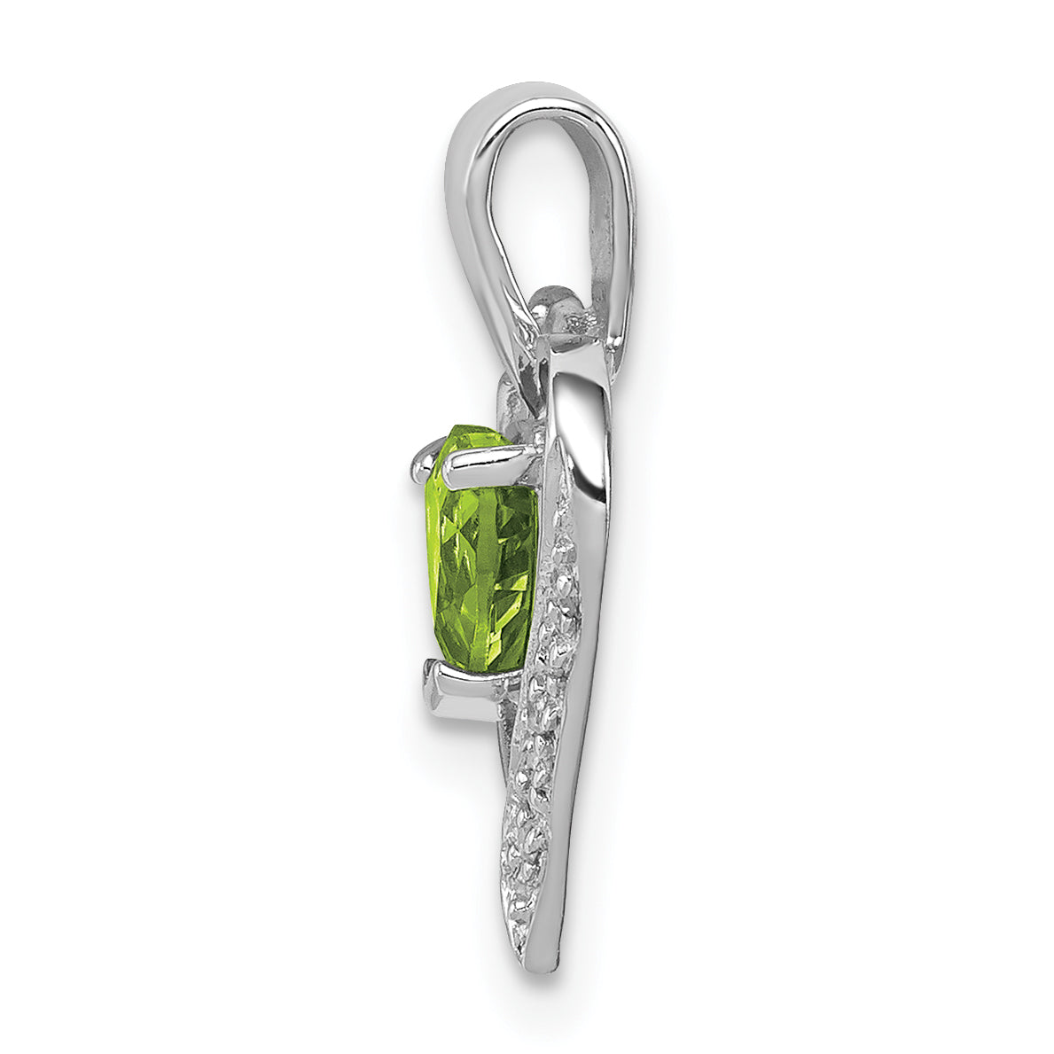 Sterling Silver Rhodium Plated Peridot and Diamond Heart Pendant Secondary image