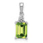 Sterling Silver Rhodium Plated Peridot and Diamond Pendant