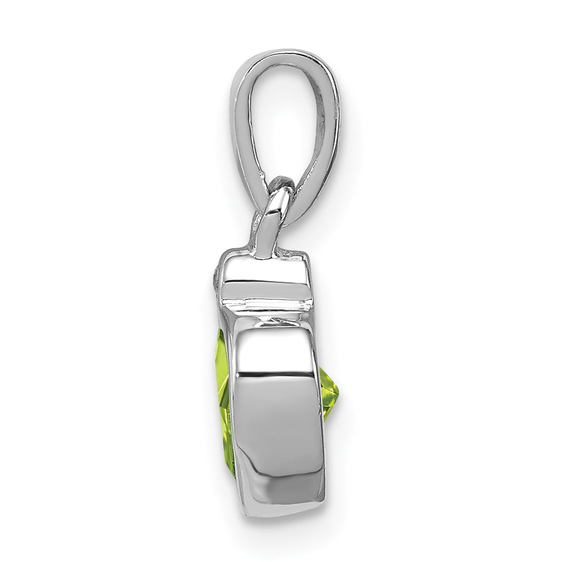 Sterling Silver Rhodium Plated Peridot and Diamond Pendant Secondary image
