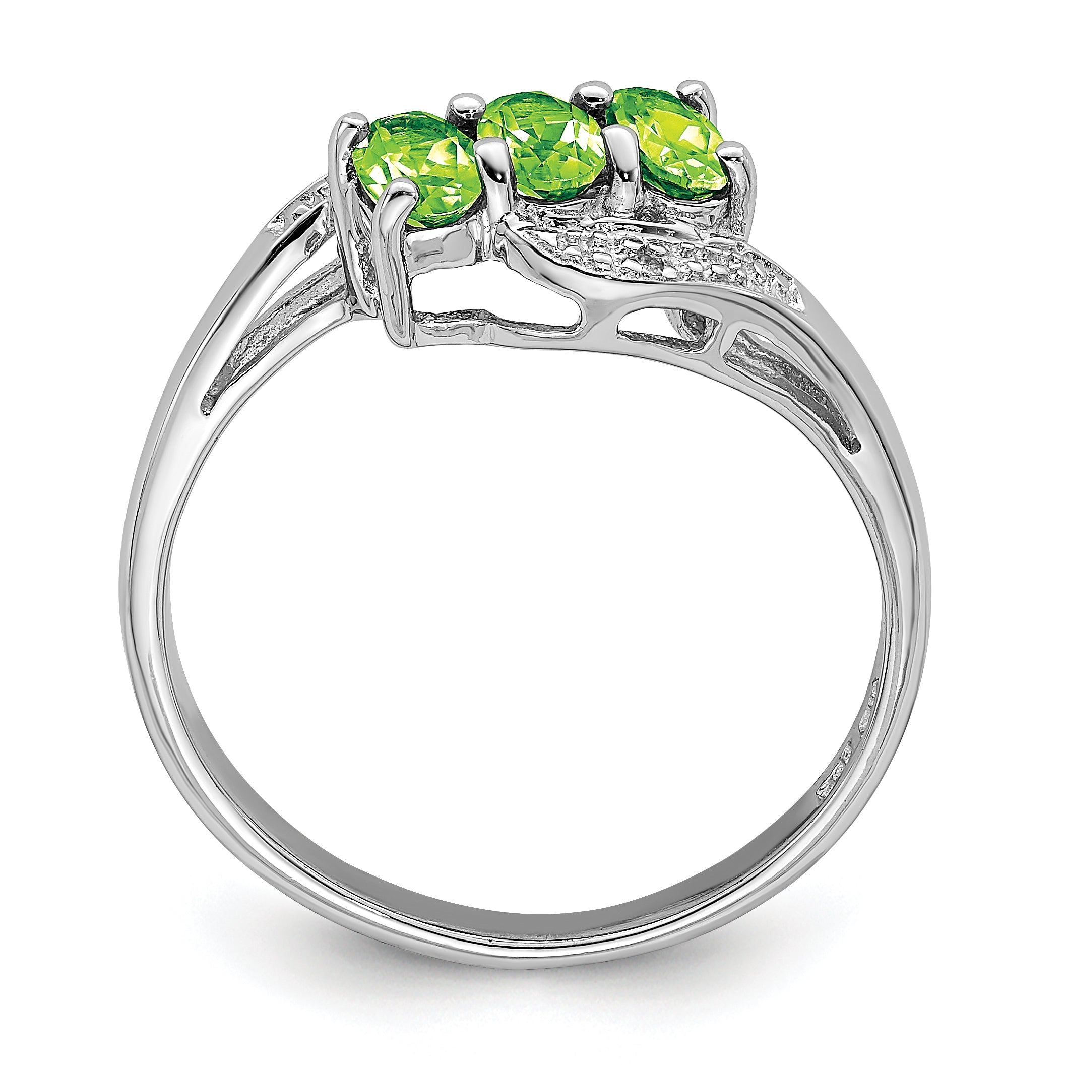 Sterling Silver Rhodium Peridot & Diamond Ring Secondary image