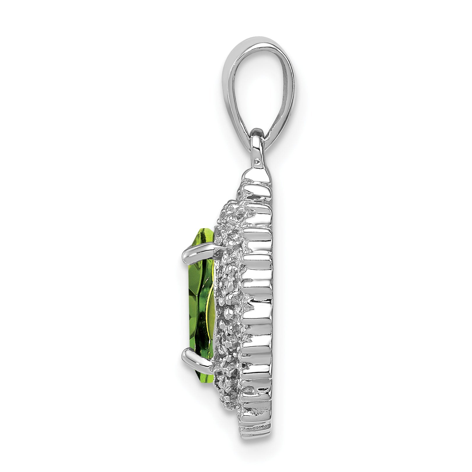 Sterling Silver Rhodium Plated Peridot and Diamond Pendant Secondary image