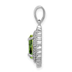 Sterling Silver Rhodium Plated Peridot and Diamond Pendant