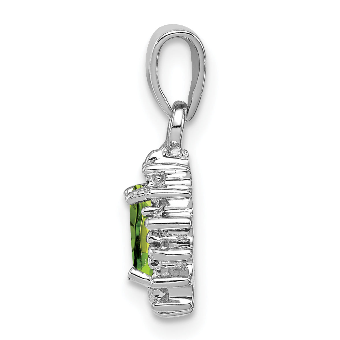 Sterling Silver Rhodium Plated Peridot and Diamond Pendant Secondary image