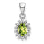 Sterling Silver Rhodium Plated Peridot and Diamond Pendant