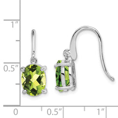 Sterling Silver Peridot Drop Earrings with Rhodium Plating and French Wire