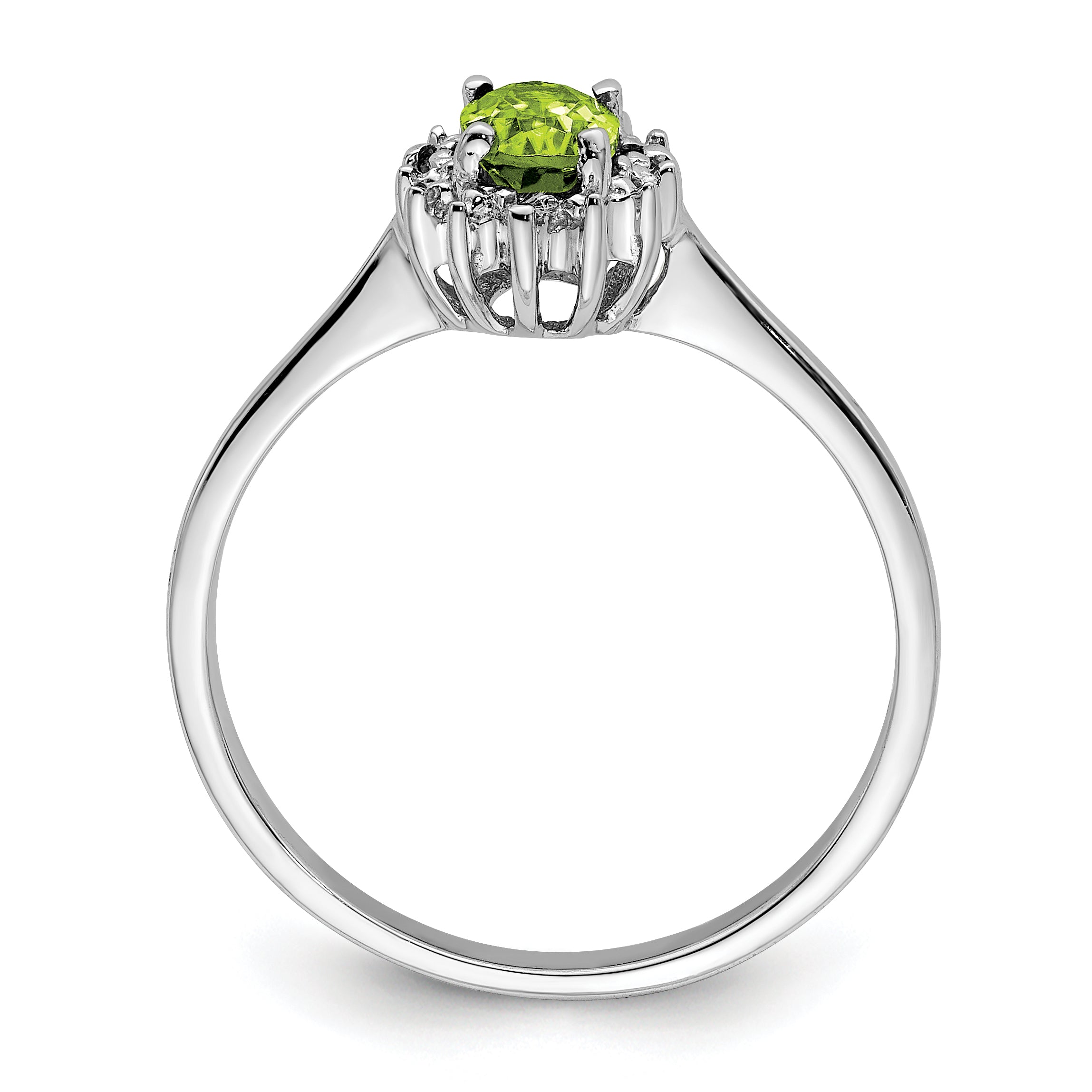 Sterling Silver Rhodium Peridot Diamond Ring Secondary image