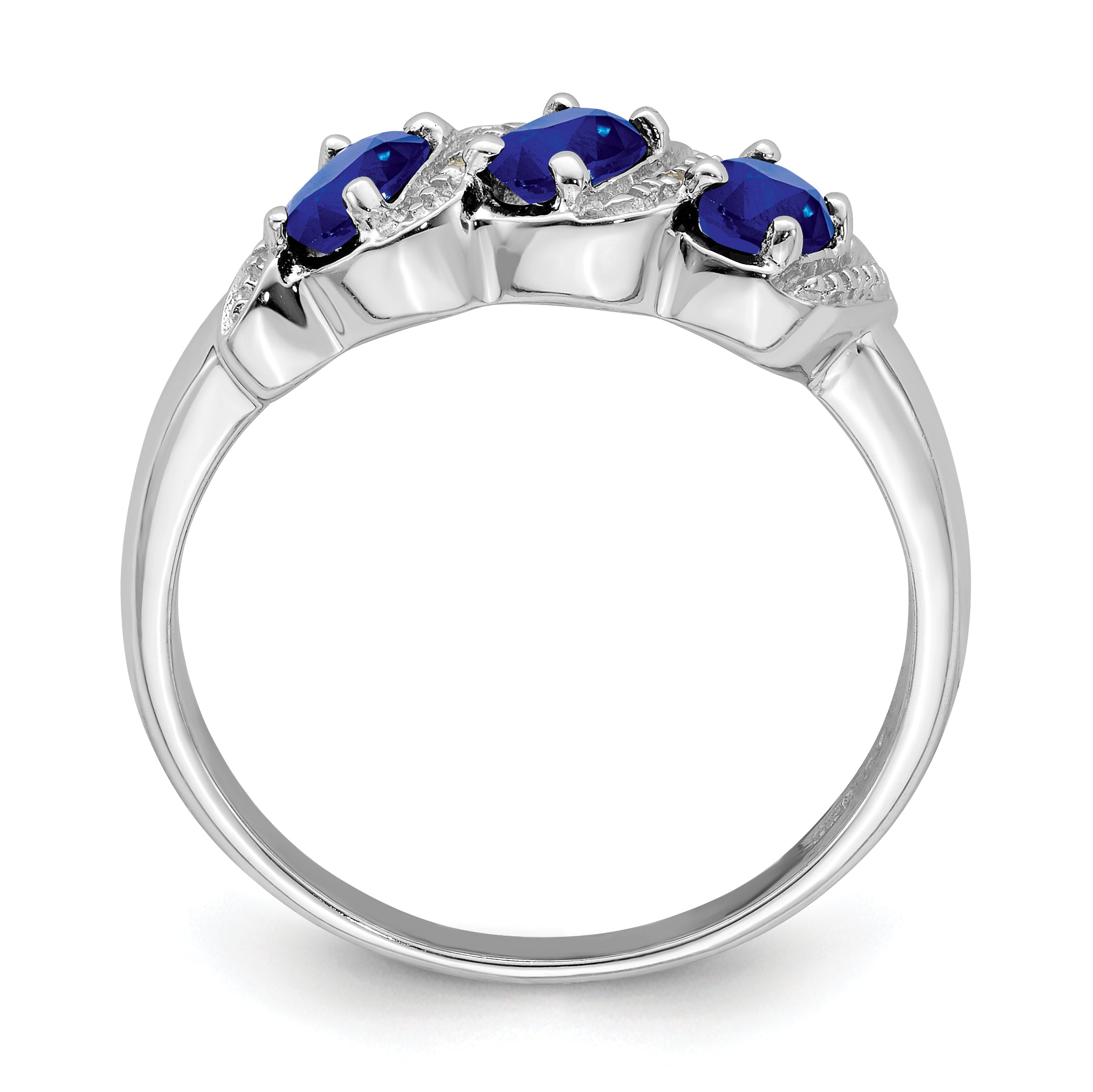 Sterling Silver Rhodium-plated Sapphire & Diamond Ring Secondary image