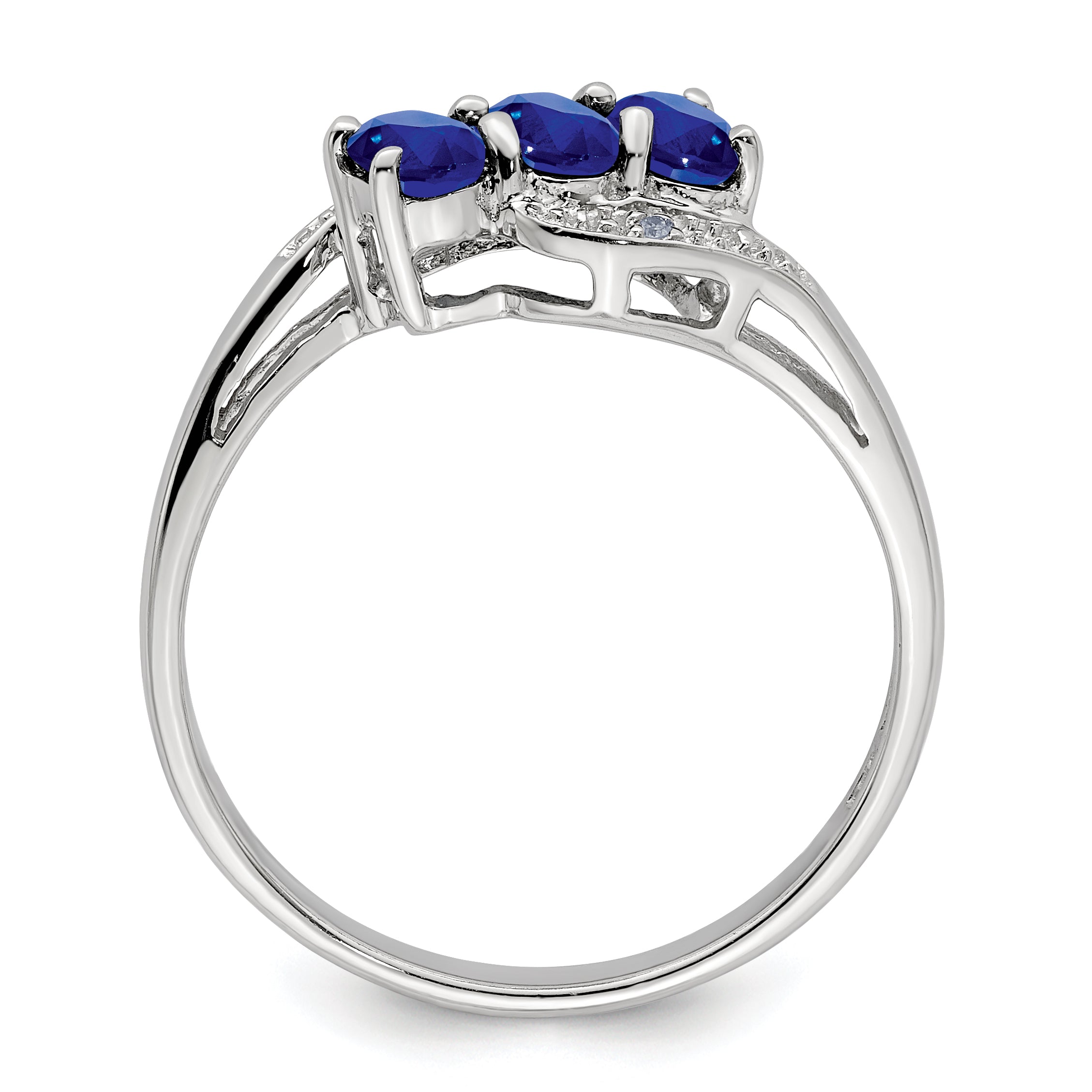 Sterling Silver Rhodium-plated Sapphire & Diamond Ring Secondary image