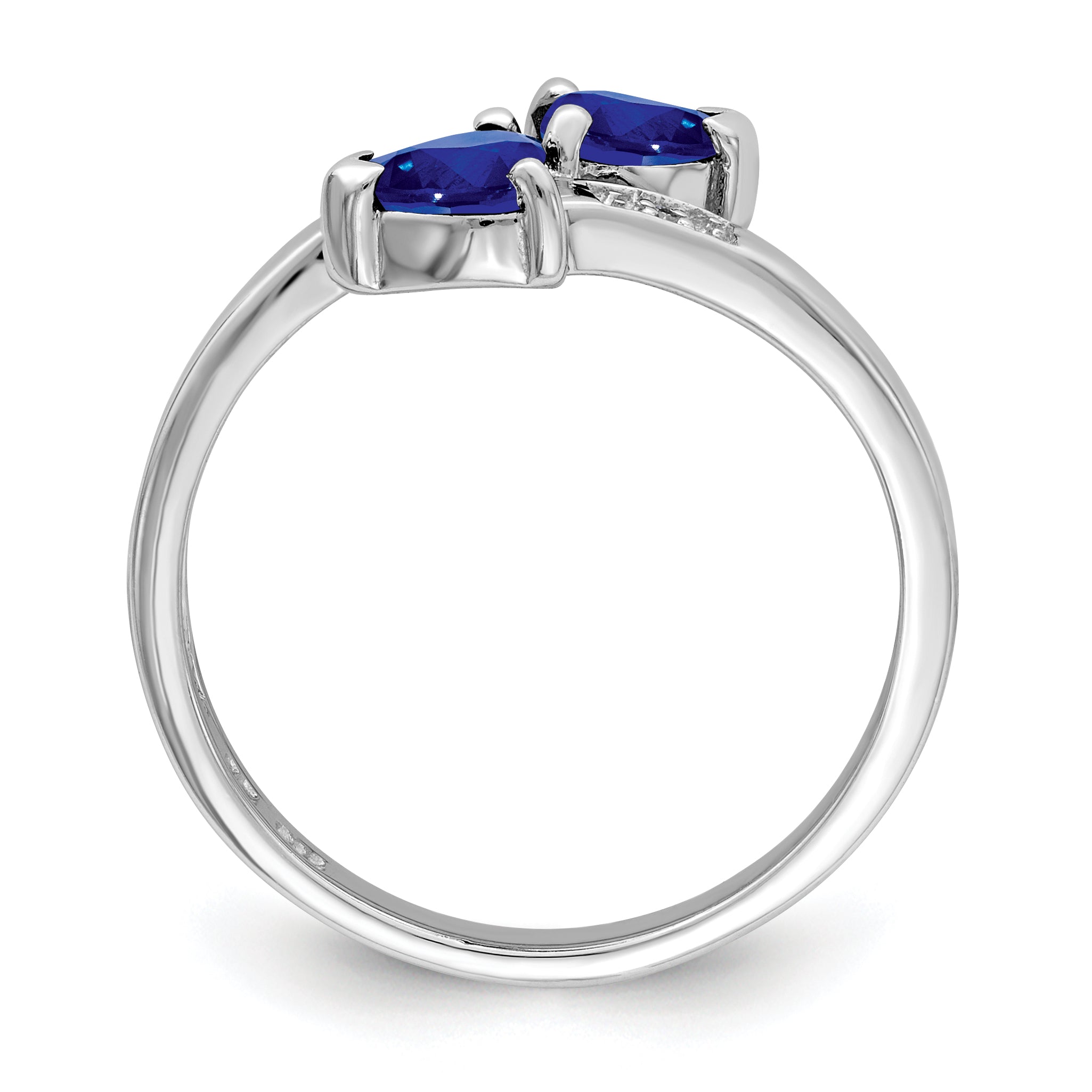 Sterling Silver Rhodium-plated Dark Sapphire & Diamond Heart Ring Secondary image