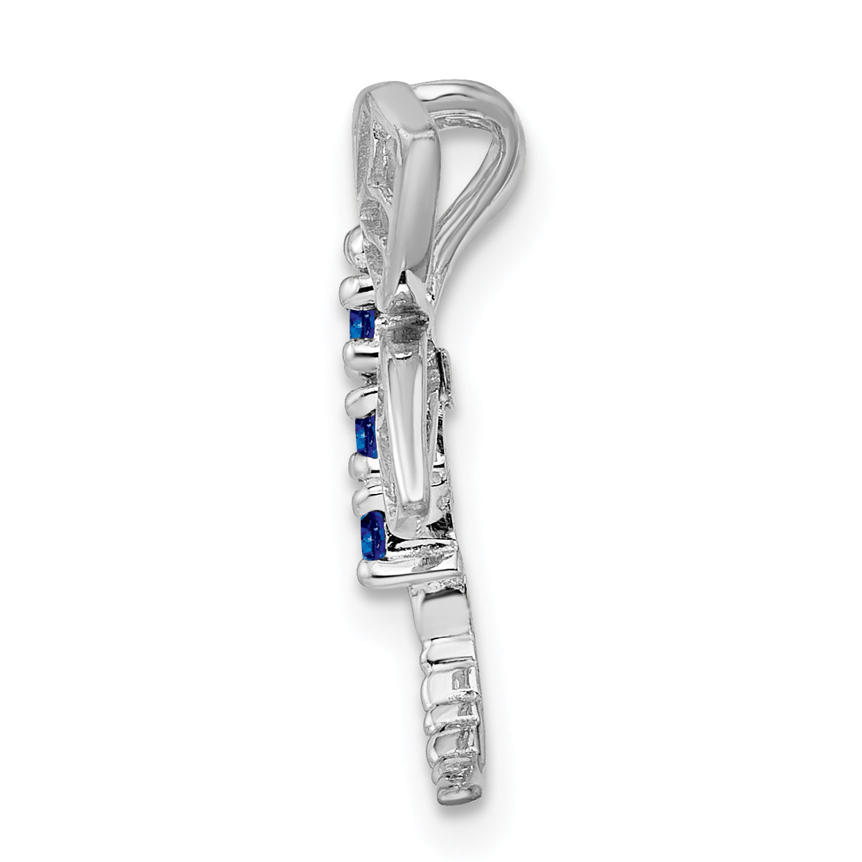 Sterling Silver Rhodium Sapphire Dragonfly Pendant Secondary image
