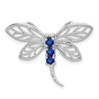 Sterling Silver Rhodium Sapphire Dragonfly Pendant