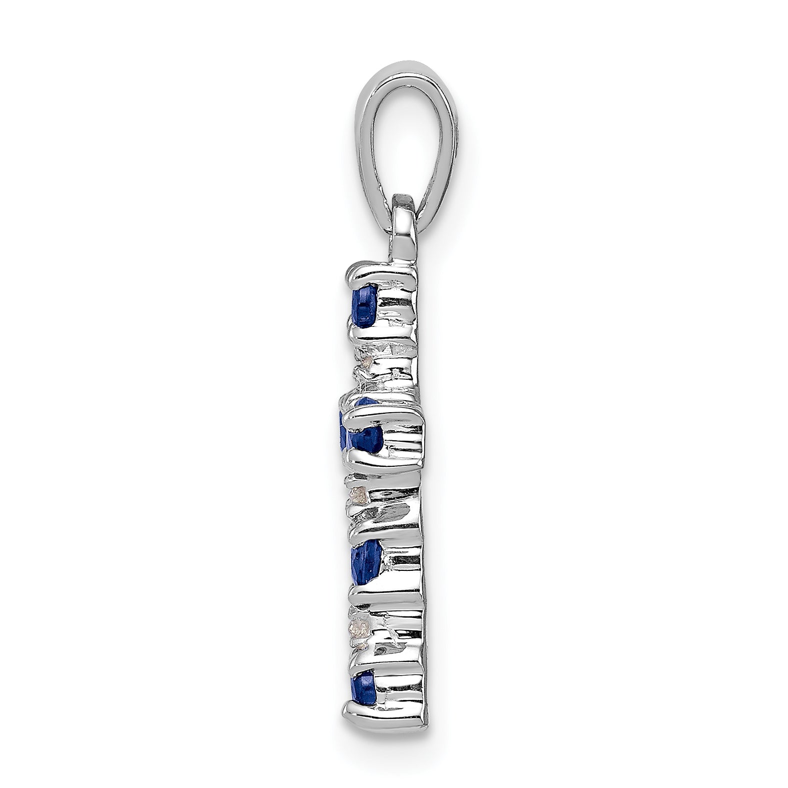 Sterling Silver Rhodium Dark Sapphire & Diamond Accent Cross Pendant Secondary image
