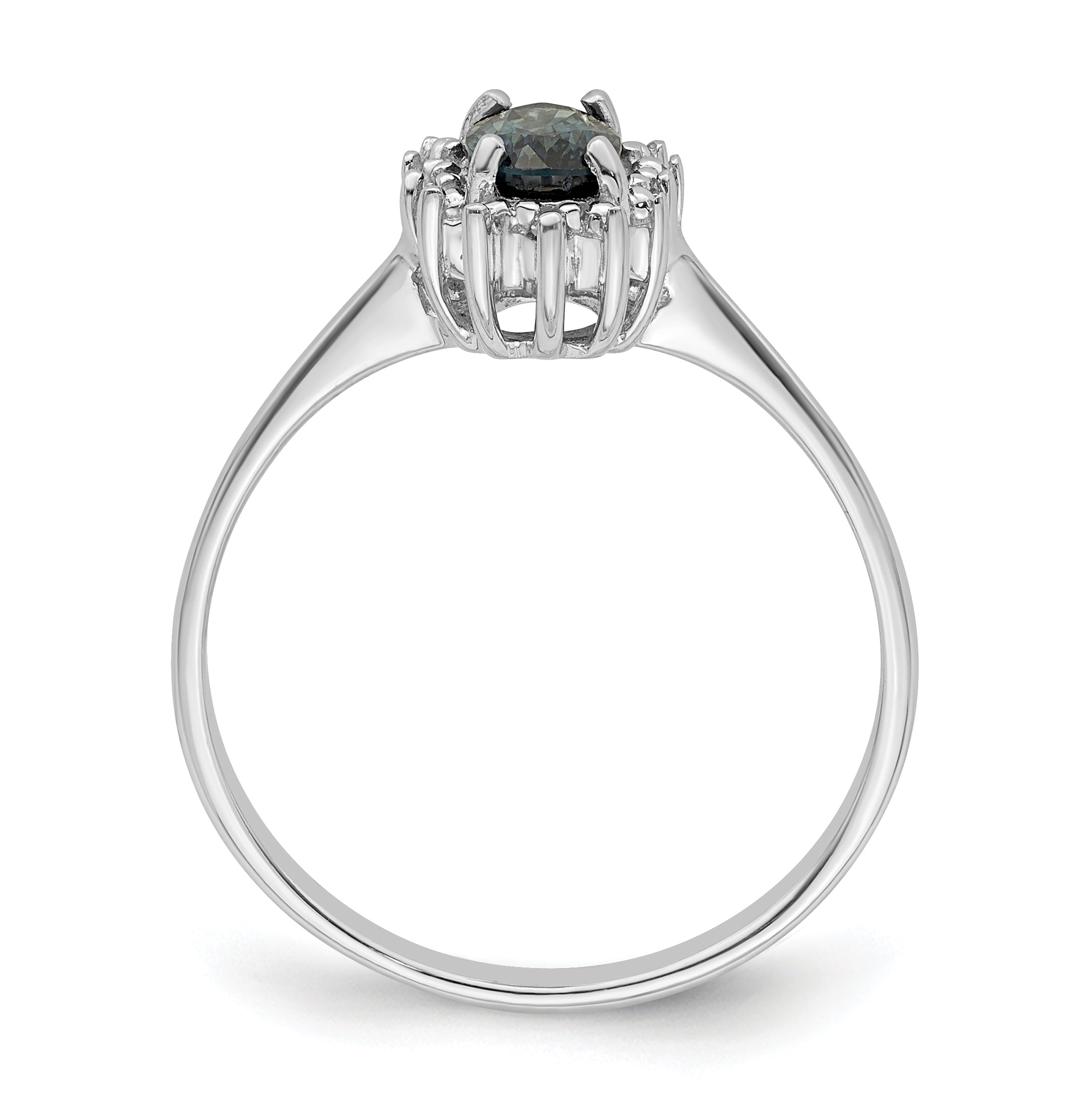 Sterling Silver Rhodium-plated Sapphire Diamond Ring Secondary image