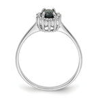 Sterling Silver Rhodium-plated Sapphire Diamond Ring