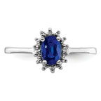 Sterling Silver Rhodium-plated Sapphire Diamond Ring